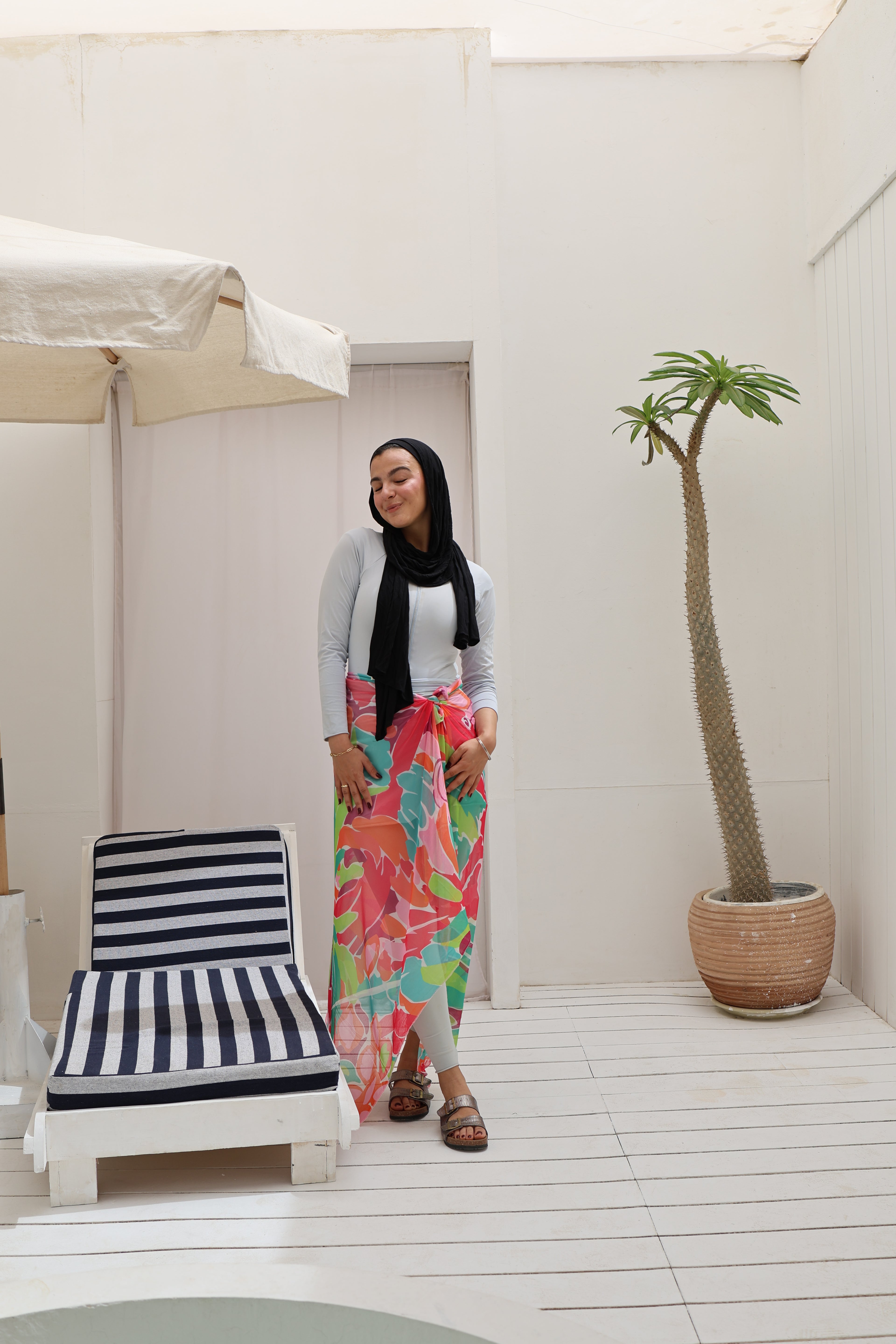 Tropical Tapestry Mesh Wrap Cover Up