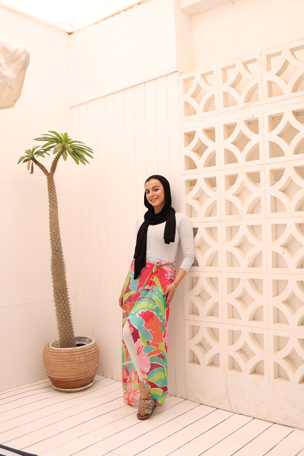 Tropical Tapestry Mesh Wrap Cover Up
