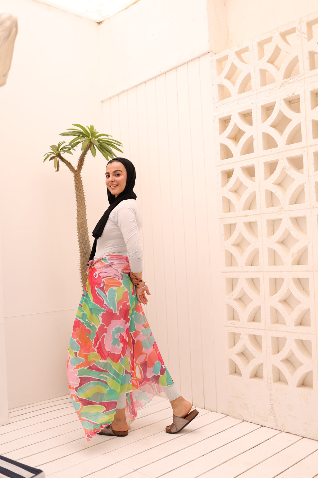 Tropical Tapestry Mesh Wrap Cover Up
