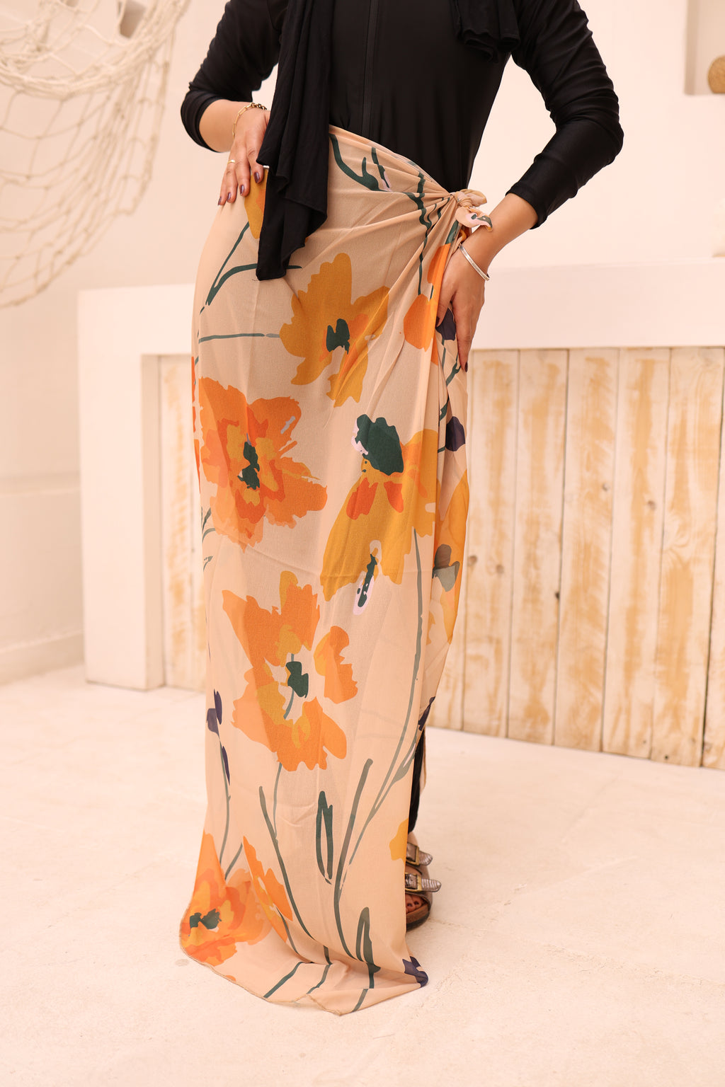 Sunfire Bloom Chiffon Wrap Cover Up