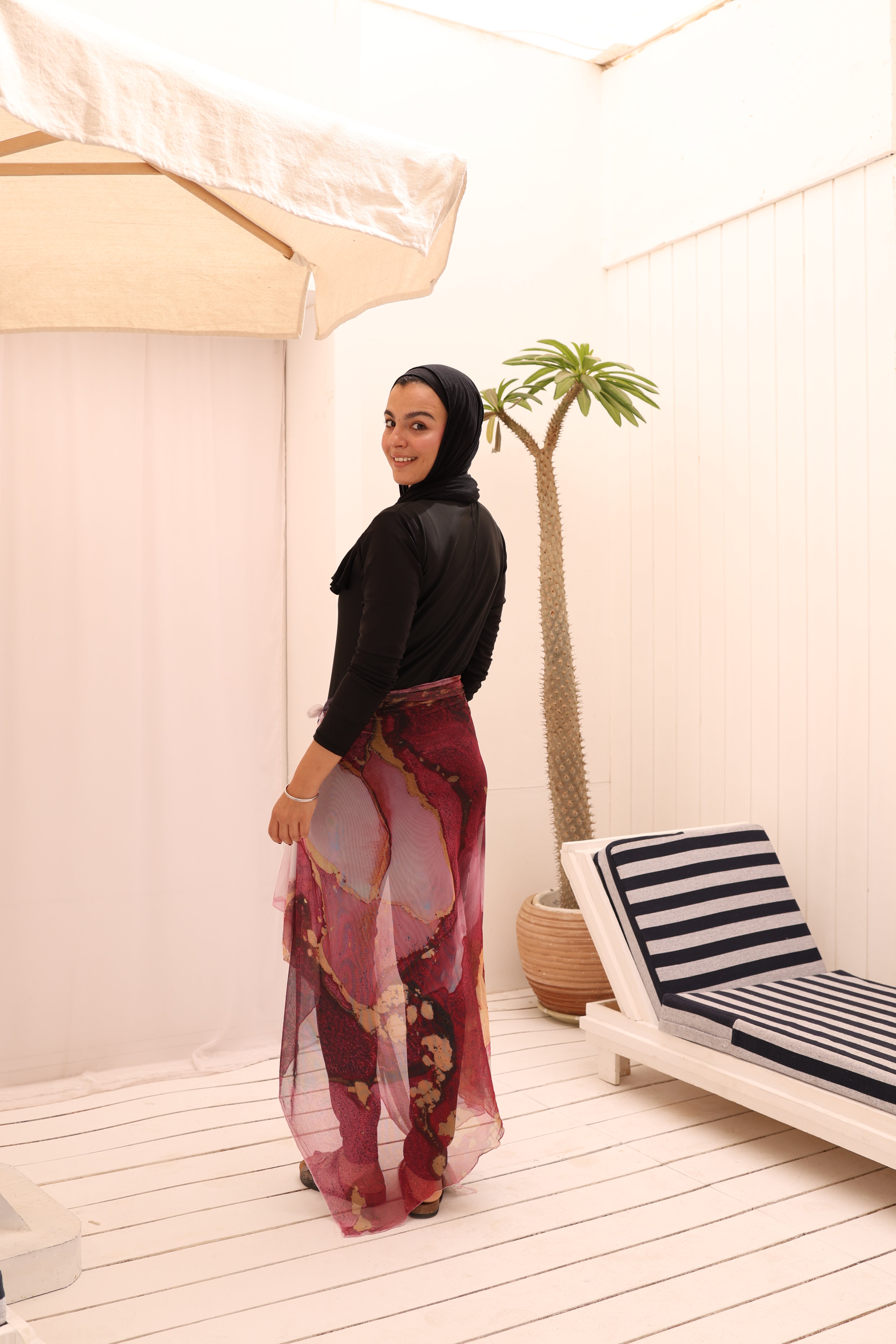 Blush Vein Mesh Wrap Cover Up