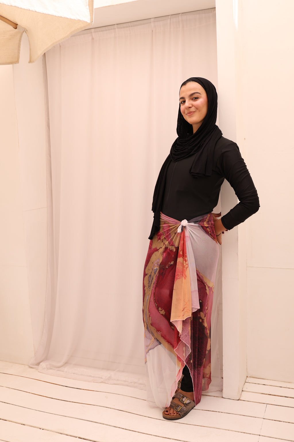 Blush Vein Mesh Wrap Cover Up