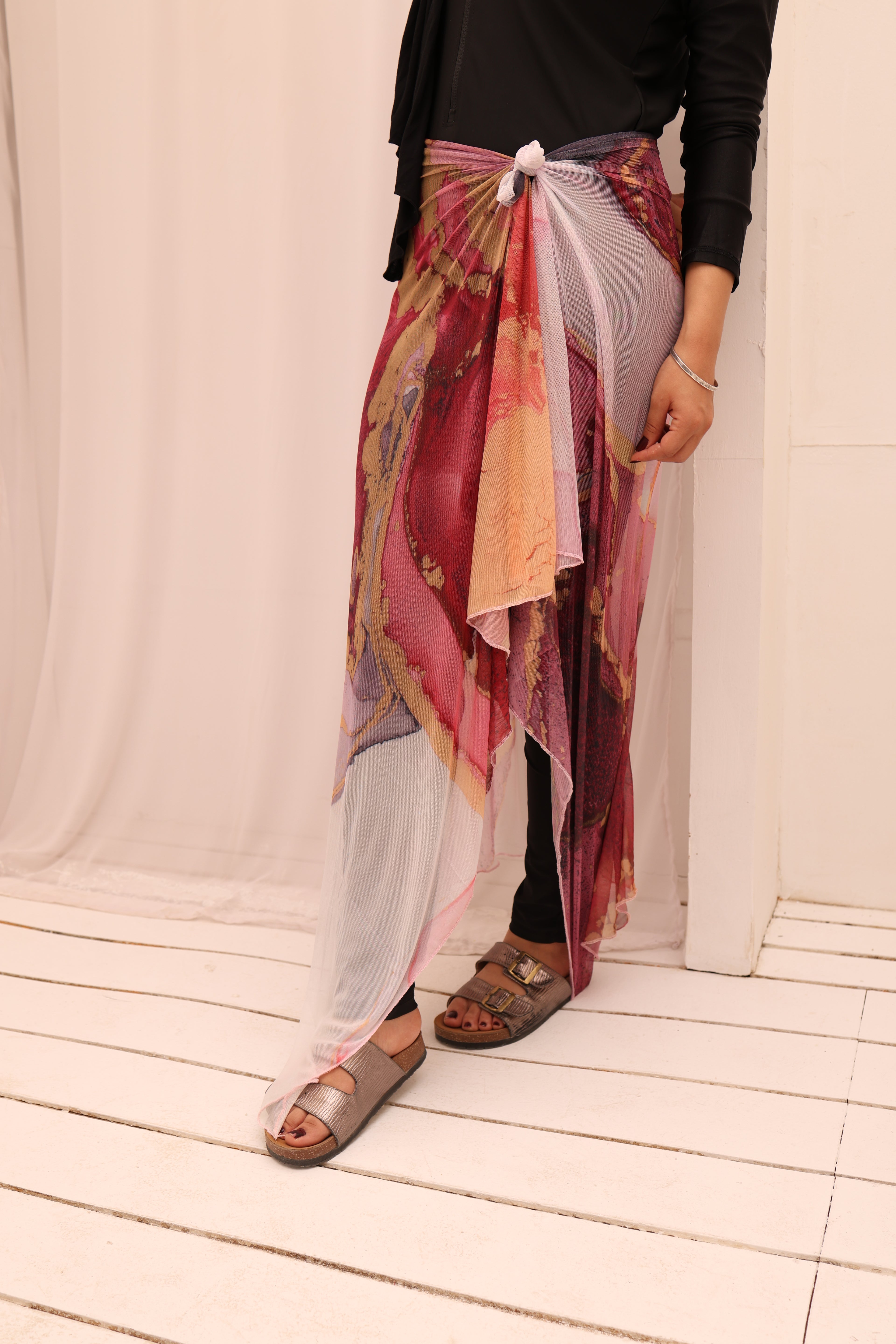 Blush Vein Mesh Wrap Cover Up