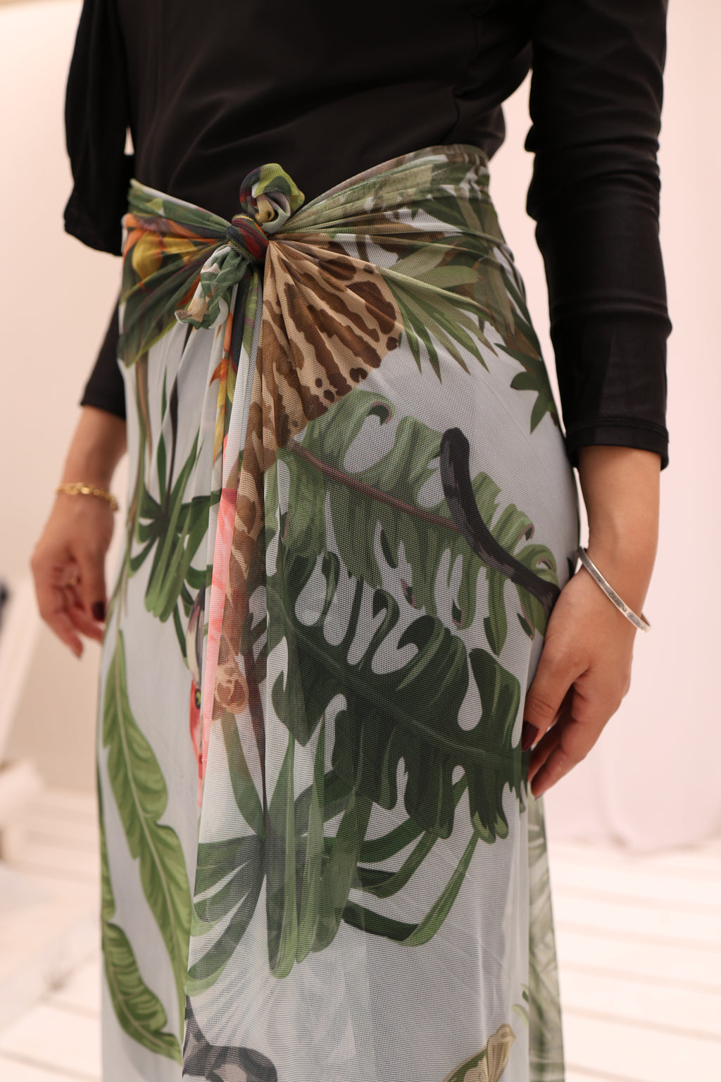 Jungle Whispers Mesh Wrap Cover Up