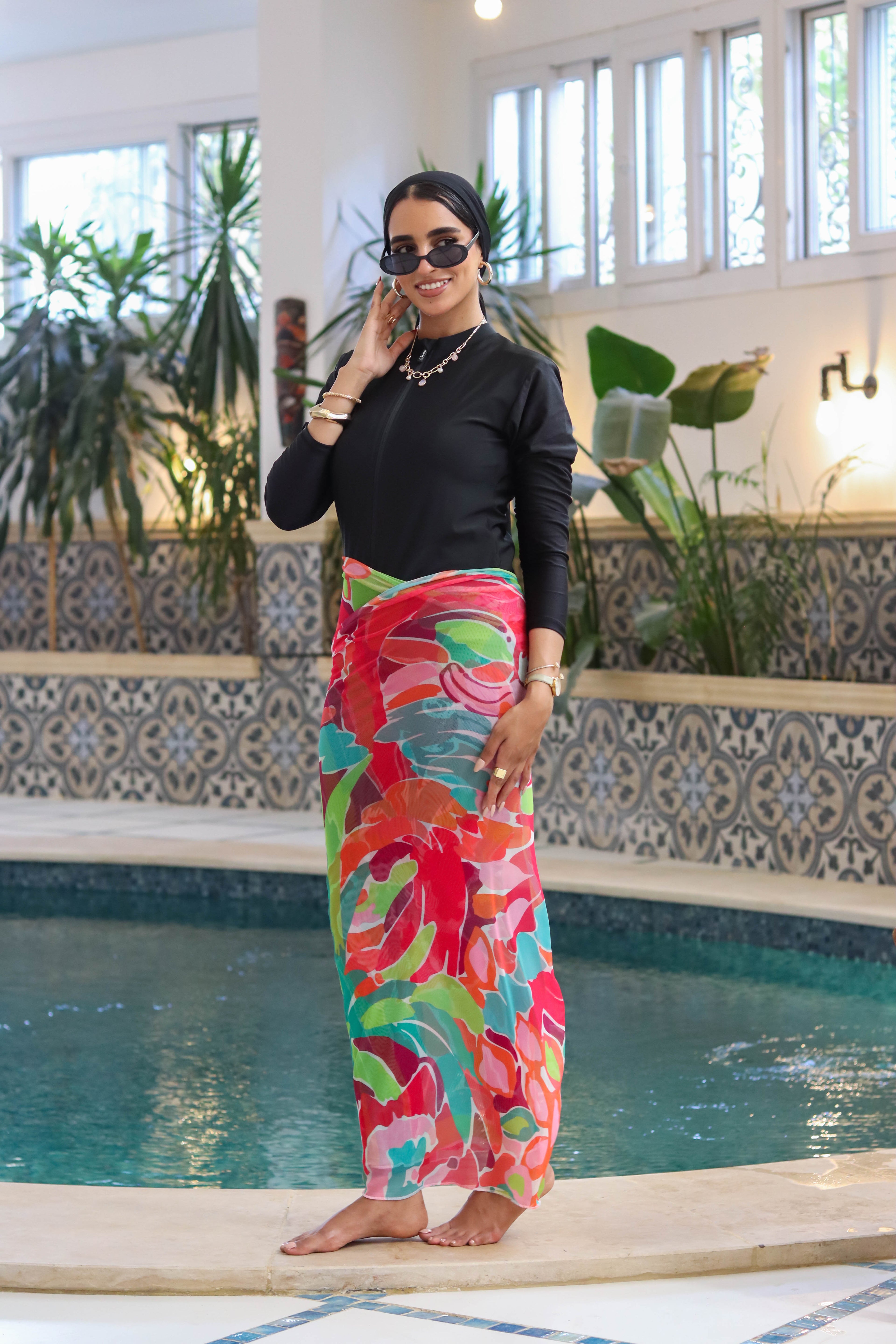 Tropical Tapestry Mesh Wrap Cover Up