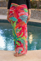 Tropical Tapestry Mesh Wrap Cover Up