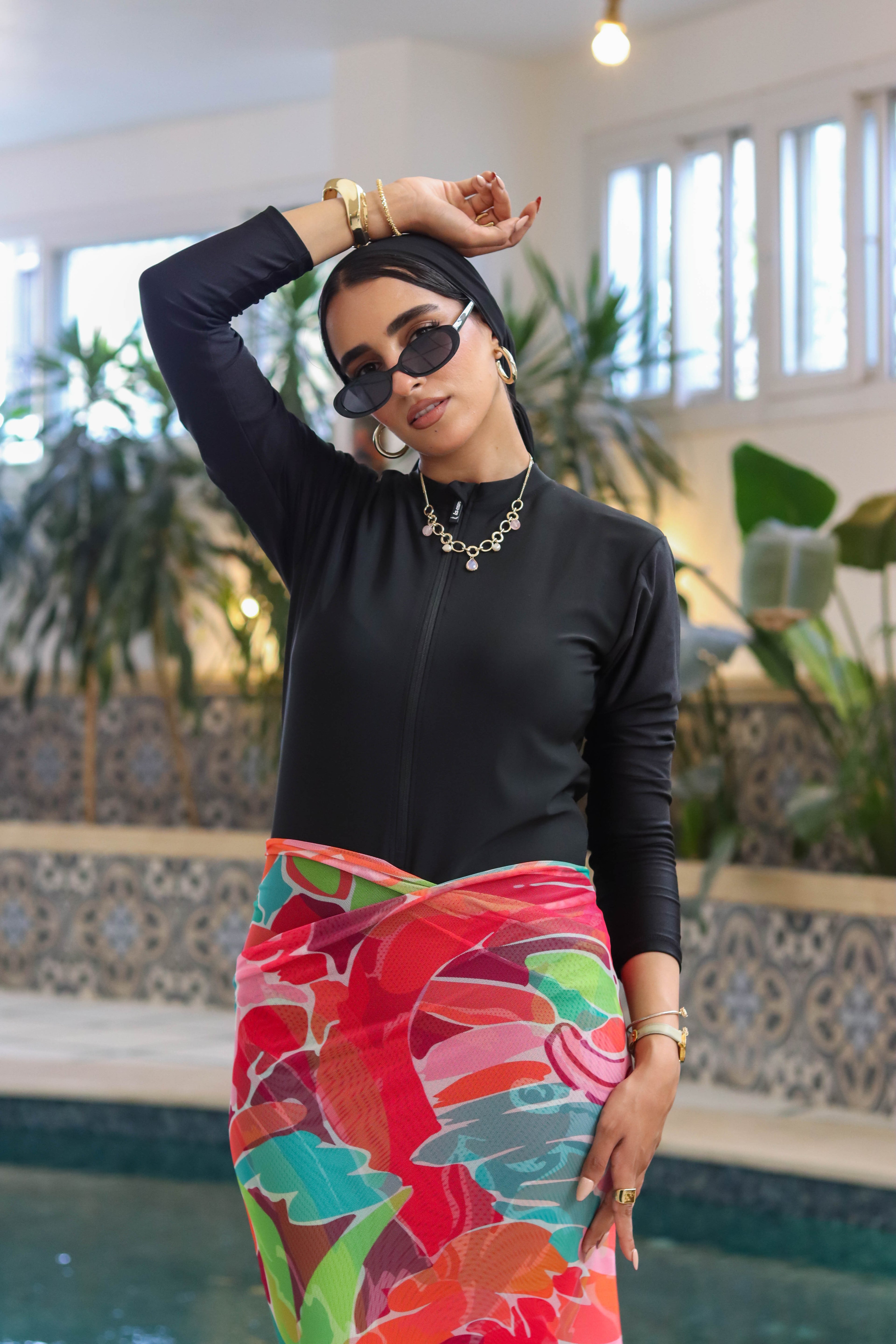 Tropical Tapestry Mesh Wrap Cover Up