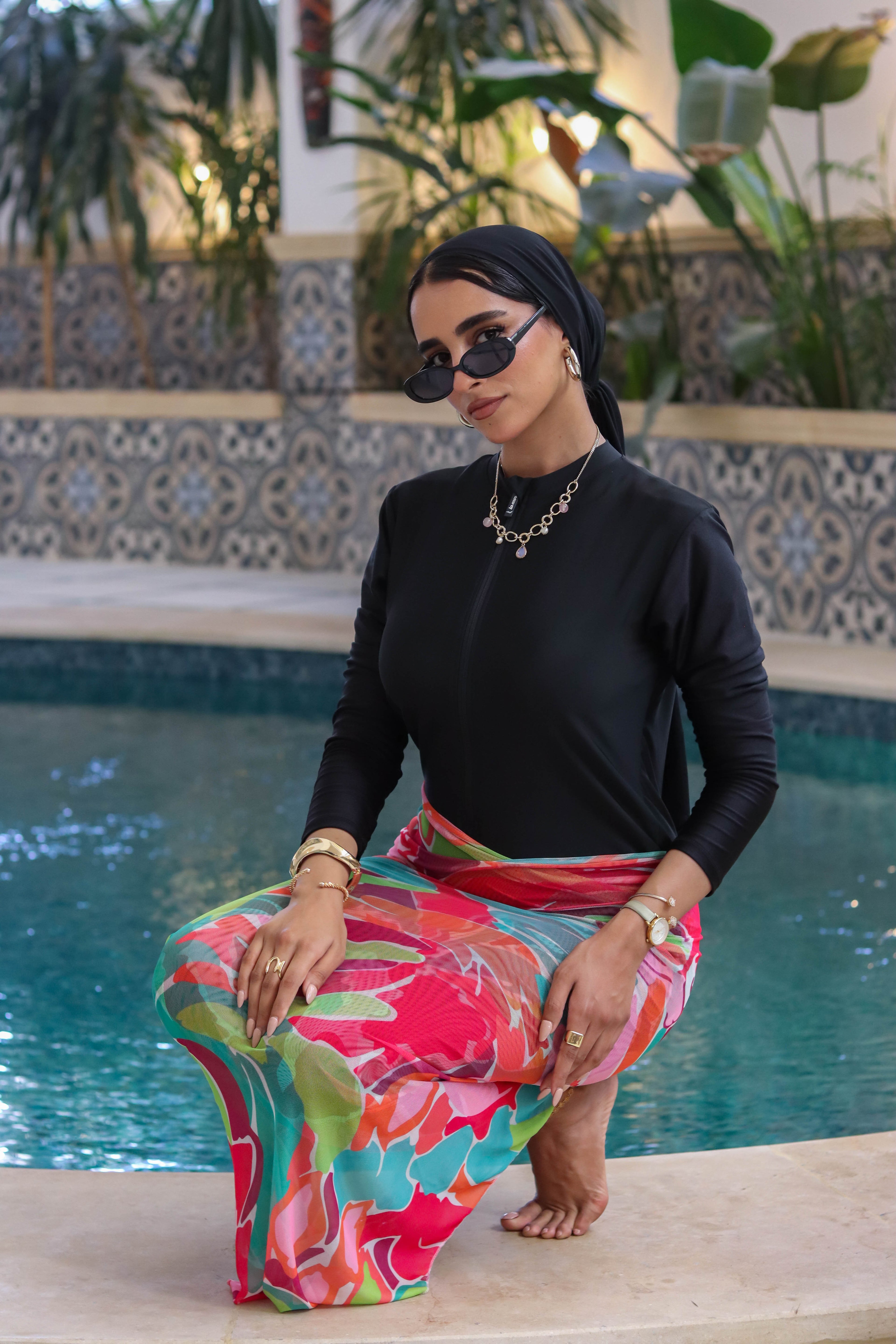 Tropical Tapestry Mesh Wrap Cover Up