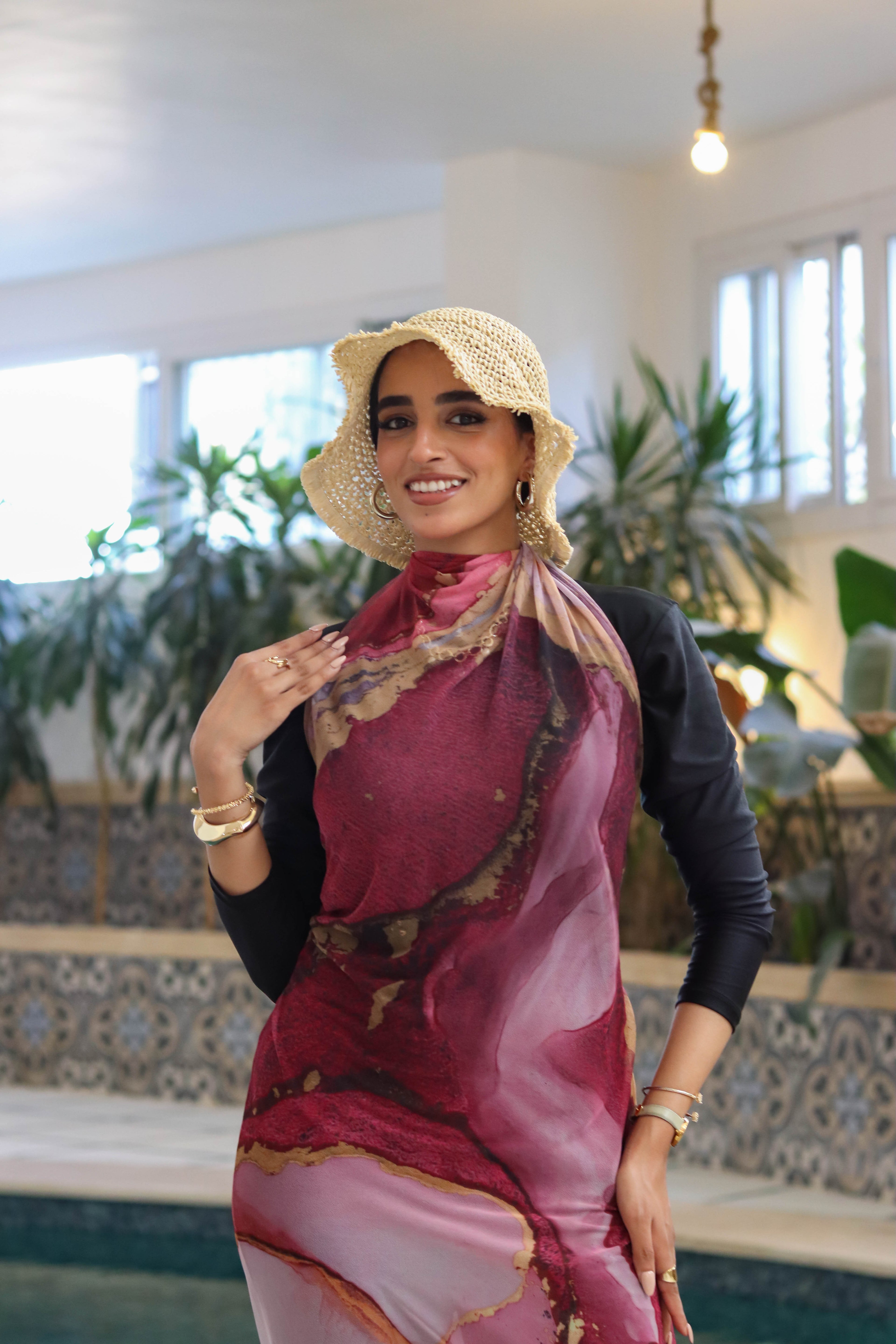 Blush Vein Mesh Wrap Cover Up