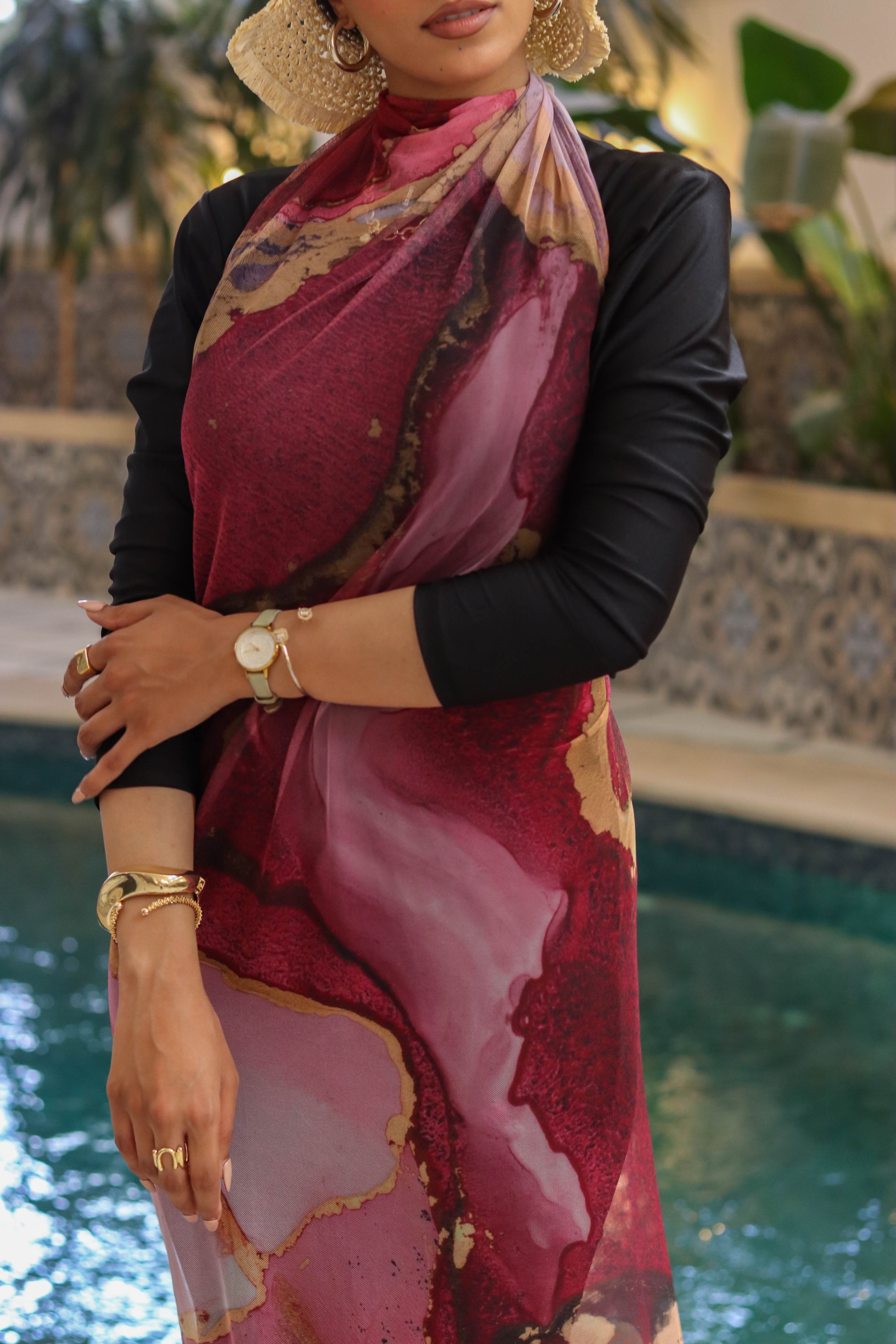Blush Vein Mesh Wrap Cover Up